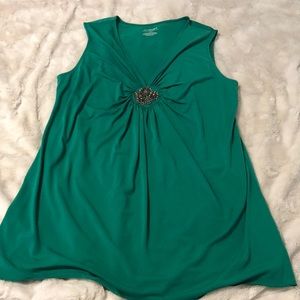 Green embellished tank top